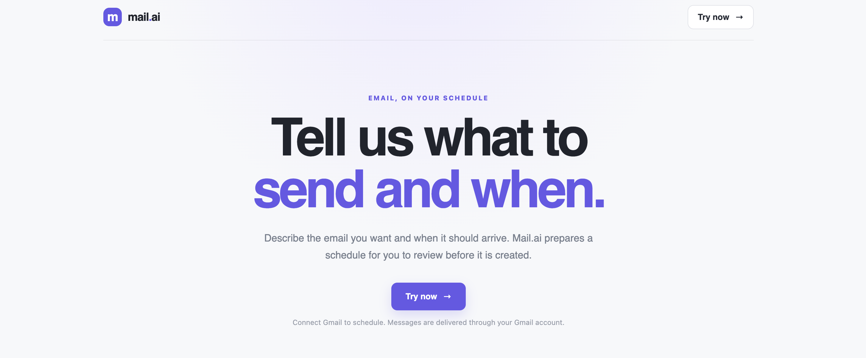 Mail.ai product homepage preview